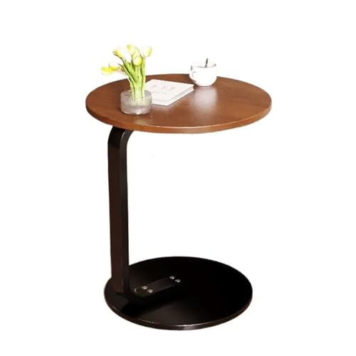 YZDKR Mobiler Beistelltisch Sofatisch Holz Cafe Couch Nachttisch für Wohnzimmer und Büro(Walnut-50x50cm) von YZDKR