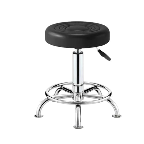 YZDKR PU Leather Rolling Stool Low Back Height Adjustable Work Salon Drafting Swivel Task Chair with Footrest für Salon, Büro, Massage(Color19) von YZDKR