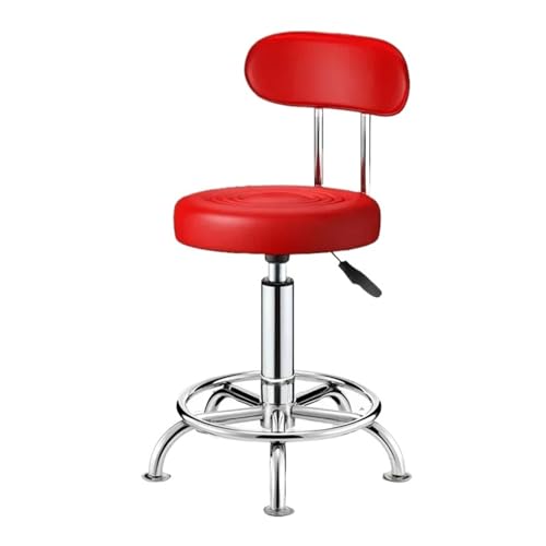 YZDKR PU Leather Rolling Stool Low Back Height Adjustable Work Salon Drafting Swivel Task Chair with Footrest für Salon, Büro, Massage(Color32) von YZDKR