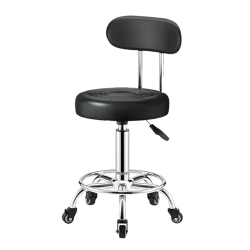 YZDKR PU Leather Rolling Stool Low Back Height Adjustable Work Salon Drafting Swivel Task Chair with Footrest für Salon, Büro, Massage(Color9) von YZDKR