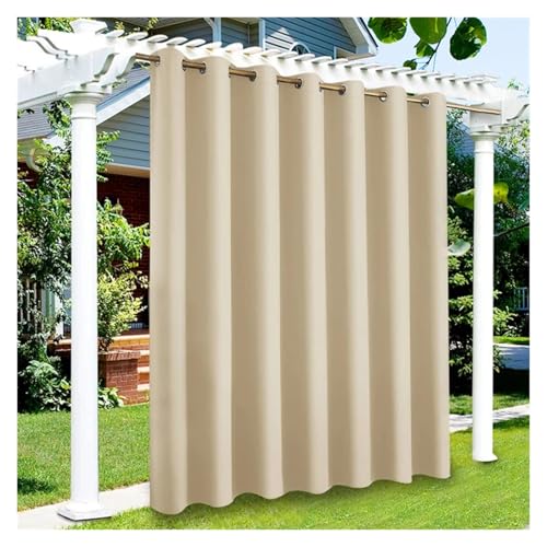 YZDKR Privatsphäre Outdoor Vorhänge Wasserdicht Garten Außen Vorhang Straße Pavillon for Terrasse Veranda Pergola Cabana Pool für Terrasse, Pavillon(Beige,2PCS_W52XH94IN-132X238CM) von YZDKR
