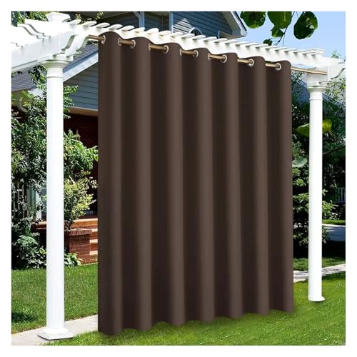 YZDKR Privatsphäre Outdoor Vorhänge Wasserdicht Garten Außen Vorhang Straße Pavillon for Terrasse Veranda Pergola Cabana Pool für Terrasse, Pavillon(Coffee,2PCS_W52XH94IN-132X238CM) von YZDKR
