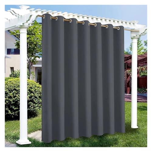 YZDKR Privatsphäre Outdoor Vorhänge Wasserdicht Garten Außen Vorhang Straße Pavillon for Terrasse Veranda Pergola Cabana Pool für Terrasse, Pavillon(Dark Gray,2PCS_W52XH108IN-132X275CM) von YZDKR