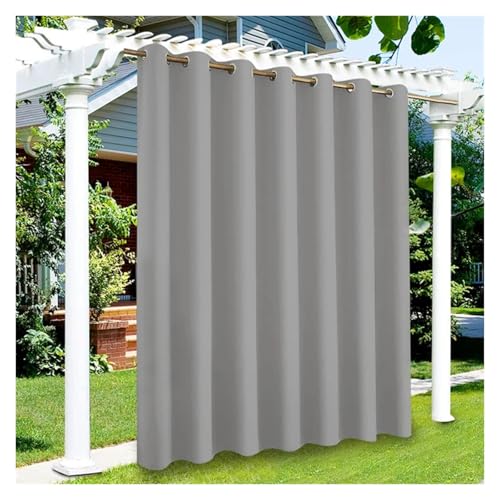 YZDKR Privatsphäre Outdoor Vorhänge Wasserdicht Garten Außen Vorhang Straße Pavillon for Terrasse Veranda Pergola Cabana Pool für Terrasse, Pavillon(Light Gray,1PCS_W52XH108IN-132X275CM) von YZDKR