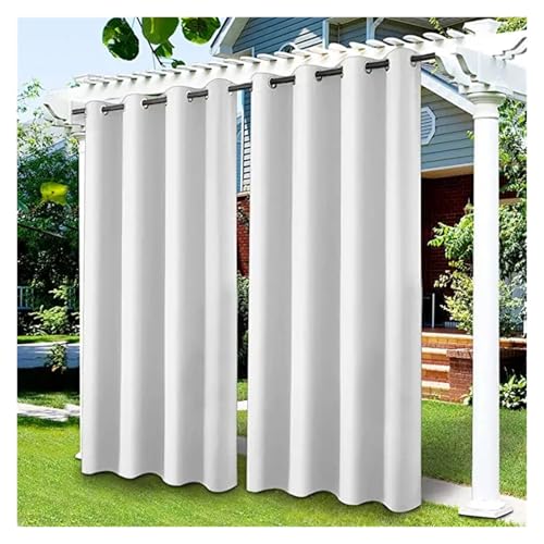 YZDKR Privatsphäre Outdoor Vorhänge Wasserdicht Garten Außen Vorhang Straße Pavillon for Terrasse Veranda Pergola Cabana Pool für Terrasse, Pavillon(White,2PCS_W52XH94IN-132X238CM) von YZDKR