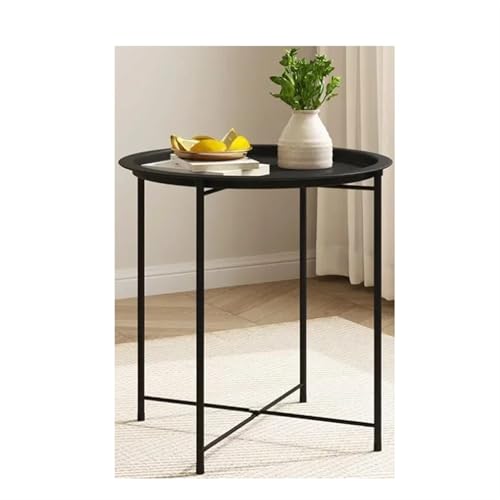 YZDKR Runder Kleiner Beistelltisch, Abnehmbarer Couchtisch for Wohnzimmer, Faltbarer Nachttisch, Balkon, Tisch, Schlafzimmer, einfacher für Wohnzimmer und Büro(Black Style) von YZDKR