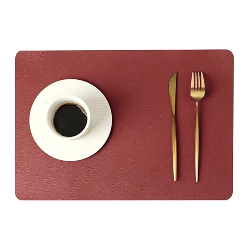 YZDKR Solide doppelseitige Leder-Essmatte, Wärmedämmung, Tischset, wasserdicht, ölbeständig, rechteckiges Hotel-Pad für Home Kitchen Restaurant(Color 4) von YZDKR
