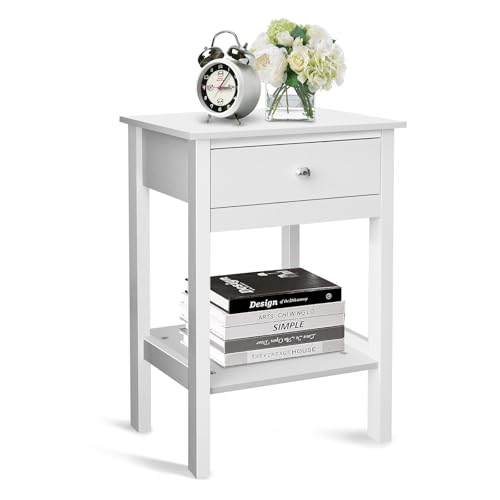 YZDKR Weißer Nachttisch, Kleiner Beistelltisch mit Ablagekorb, for kleine Räume, schmaler Couchtisch, Sofatisch für Wohnzimmer und Büro YZDKR Weißer Nachttisch, Kleiner Beistelltisch mit Ablagekorb, for kleine Räume, schmaler Couchtisch, Sofatisch für Wohnzimmer und Büro von YZDKR