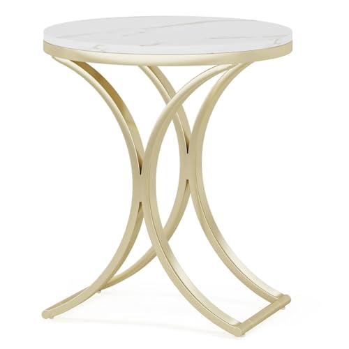 YZDKR Weißgoldener Beistelltisch, runder, moderner Kleiner Couchtisch, Nachttisch für Wohnzimmer und Büro YZDKR Weißgoldener Beistelltisch, runder, moderner Kleiner Couchtisch, Nachttisch für Wohnzimmer und Büro von YZDKR