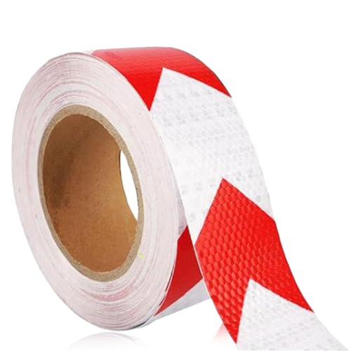 YZDZSW Reflektorband Selbstklebend, Selbstklebend Warnklebeband, Warnmarkierung Sicherheit Sicherheitsband-Conspicuous Warning Tape für Sicherheit Warnung(Rot/Weiß 10m x 5cm) von YZDZSW