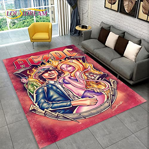 YZGAH ACDC Rock Band Bereich Teppich Groß, Teppich Teppich Für Zu Hause Wohnzimmer Schlafzimmer Sofa Fußmatte Dekor, Küche rutschfeste Bodenmatte Alfombra P4459 100X160Cm von YZGAH