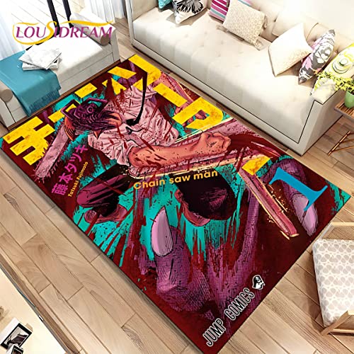 YZGAH Anime Kettensäge Mann Denji Cartoon Bereich Teppich, Teppich Teppich Für Wohnzimmer Schlafzimmer Sofa Fußmatte Dekoration, Kinder rutschfeste Bodenmatte 3D P6018 90X150Cm von YZGAH