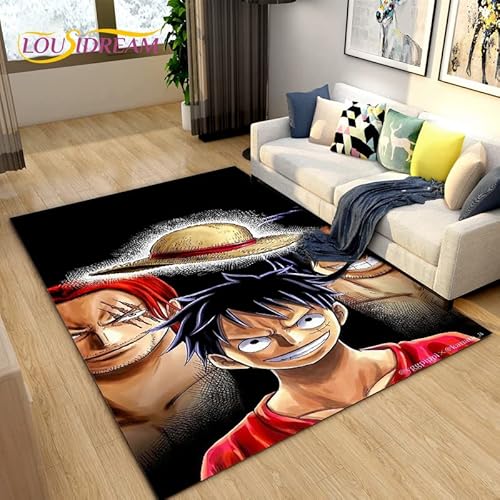 YZGAH Anime One Piece Area Rug Large, Teppich Für Wohnzimmer, Kinderzimmer, Dekoration, Kinderspiel-Bodenmatte, Badezimmer-Anti-Rutsch-Matte H3507 90X150Cm von YZGAH