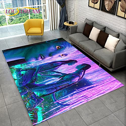 YZGAH Avatar Filmbereich Teppich Groß, Teppich Teppich Für Zu Hause Wohnzimmer Schlafzimmer Sofa Fußmatte Küche Dekoration, Kinder rutschfeste Boden Essen 3D V2469 120X180Cm von YZGAH