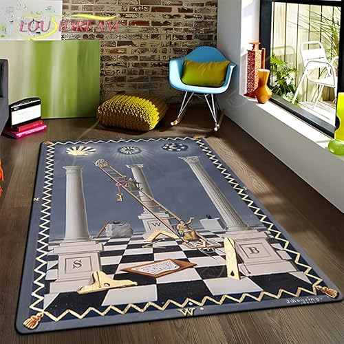 YZGAH Freimaurer Illuminati Bedruckter Muster Teppich Baby Play Crawl Bodenmatte Wohnzimmer Teppich Dekoration Fitness Haustier Teppich H11 40X60Cm von YZGAH