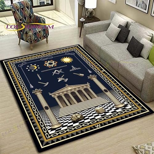 YZGAH Freimaurer-Teppich Für Wohnzimmer The Ring Mat Illuminati Large All Seeing Eyes Fitness Pet Mat G63 120X180Cm von YZGAH