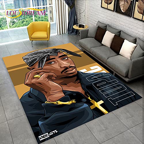 YZGAH Hip Hop Kunst Rapper Legende Star Bereich Teppich, Teppich Teppich Für Zu Hause Wohnzimmer Kinderzimmer Sofa Fußmatte Dekor, Rutschfester Boden Essen V3840 160X230Cm von YZGAH