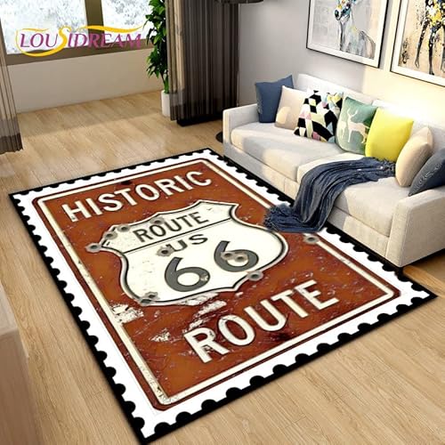 YZGAH Historische Route 66, Mother Road, Mãe Estrada Bereich Teppich, Teppich Teppich Für Zu Hause Wohnzimmer Schlafzimmer Sofa Fußmatte Dekor, rutschfeste Bodenmatte P6138 90X150Cm von YZGAH