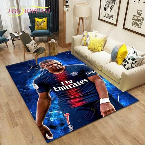 YZGAH Mbappé Printed Carpet Rugs Home Decor Mat Baby Play Crawl Carpets for Livingroom Bedroom Dining Room Kitchen Bathroom Floor Mats H4580 120X160Cm von YZGAH