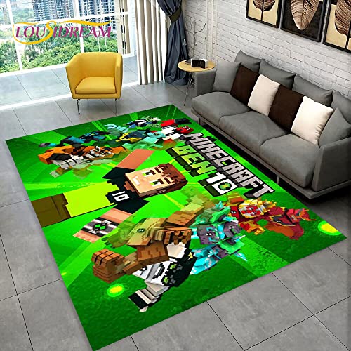 YZGAH Mc Sandbox Spiele Gamer Cartoon Bereich Teppich, Teppich Teppich Für Wohnzimmer Schlafzimmer Sofa Fußmatte Dekoration, Kinder rutschfeste Bodenmatte 3D P6610 140X200Cm von YZGAH
