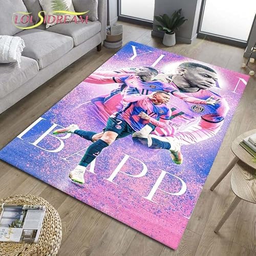 YZGAH Mode Mbappé Muster Teppiche Und Läufer Wohnzimmer Schlafzimmer Küche Badezimmer Großflächiger Weicher Teppich Zuhause Kinderzimmer Bodenmatte H3624 90X150Cm von YZGAH