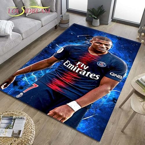 YZGAH Mode-Mbappé-Muster Teppiche Und Läufer Wohnzimmer Schlafzimmer Küche Badezimmer Großflächiger Weicher Teppich Zuhause Kinderzimmer Bodenmatte H41 80X120Cm von YZGAH