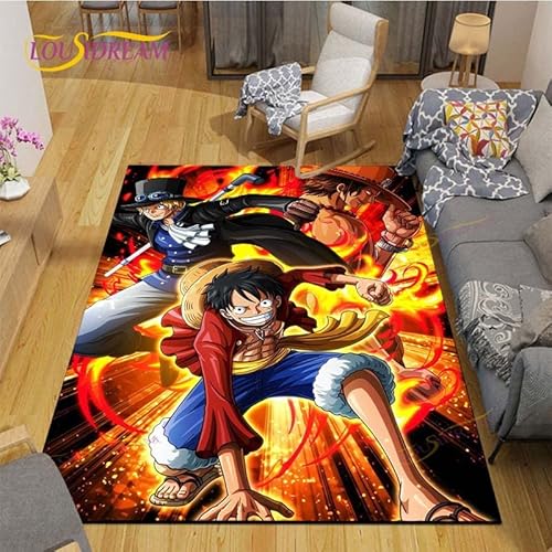 YZGAH One Piece Cartoon rutschfeste Fußmatte Home Bodendekoration Schlafzimmer Badezimmer Teppiche Teppich G5002 100X160Cm von YZGAH