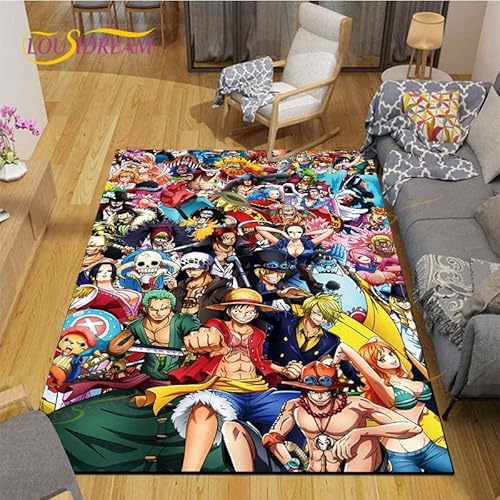YZGAH One Piece Cartoon rutschfeste Fußmatte Home Bodendekoration Schlafzimmer Badezimmer Teppiche Teppich G6063 90X150Cm von YZGAH