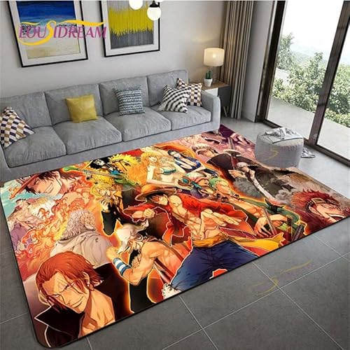 YZGAH One Piece Cartoon rutschfeste Fußmatte Home Bodendekoration Schlafzimmer Badezimmer Teppiche Teppich G8223 90X150Cm von YZGAH