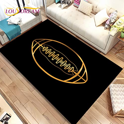 YZGAH Rugby American Football Feld Bereich Teppich, Teppich Teppich Für Wohnzimmer Schlafzimmer Sofa Fußmatte Dekoration, Kinder Spielen rutschfeste Boden Essen V2519 160X200Cm von YZGAH