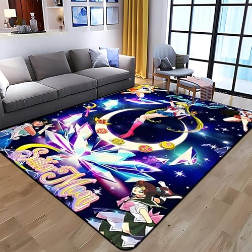 YZGAH Sailor Moon Bedruckter Teppich Für Wohnzimmer, Heimdekoration, Sofa, Tisch, rutschfest, Stuhlkissen, Großer Salonteppich, I3463, 100 X 160 cm von YZGAH