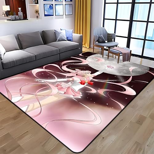 YZGAH Sailor Moon Bedruckter Teppich Für Wohnzimmer, Heimdekoration, Sofa, Tisch, rutschfest, Stuhlkissen, Großer Wohnzimmerteppich, I7403, 80 X 120 cm von YZGAH