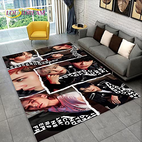 YZGAH Streunende Kinder Kpop Sänger Stern Bereich Teppich, Teppich Teppich Für Wohnzimmer Schlafzimmer Sofa Fußmatte Dekoration, Kinder Spielen rutschfeste Bodenmatte P4337 80X120Cm von YZGAH