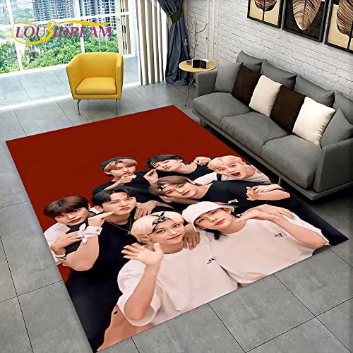 YZGAH Streunende Kinder Kpop Sänger Stern Bereich Teppich, Teppich Teppich Für Wohnzimmer Schlafzimmer Sofa Fußmatte Dekoration, Kinder Spielen rutschfeste Bodenmatte P6644 120X160Cm von YZGAH