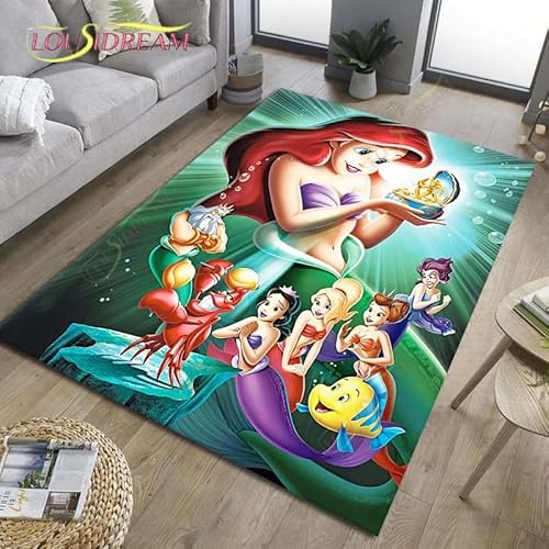 YZGAH Teppich Für Cartoon Kleine Meerjungfrau Ariel Prinzessin Mode Schlafzimmer Matte Wohnzimmer Büro Kinderzimmer Fußmatten Wohnkultur Geschenk H1699 100X160Cm von YZGAH