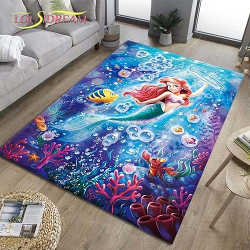 YZGAH Teppich Für Cartoon Kleine Meerjungfrau Ariel Prinzessin Mode Schlafzimmer Matte Wohnzimmer Büro Kinderzimmer Fußmatten Wohnkultur Geschenk H176 80X120Cm von YZGAH