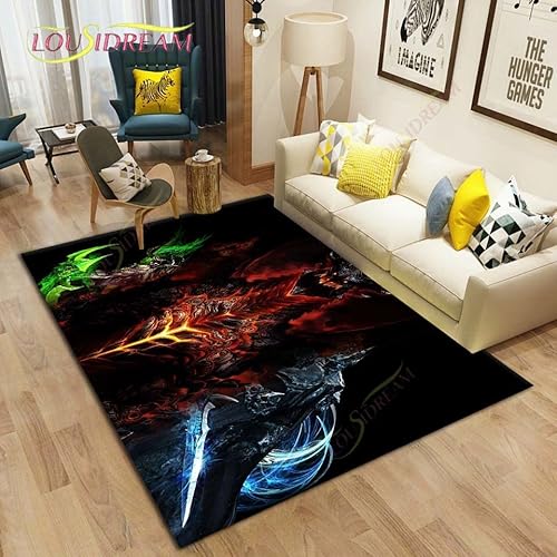 YZGAH World of Warcraft Teppiche Für Wohnzimmer, Schlafzimmer, Fußmatte, Plüsch, rutschfest, Stuhlteppich, Badezimmerteppich, Heimmode, Bodenmatte, H1212, 90 X 150 cm von YZGAH