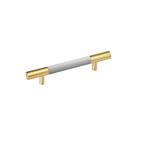 Messing Griff Küchenschrank ​Türgriff Möbel Schubladengriffe Leder Schubladengriffe Schaffell Leder Schrankschublade reines Kupfer Licht Luxus Kleiderschrank Griff Möbel Hardware Pulls Mit Schrauben von YZHY