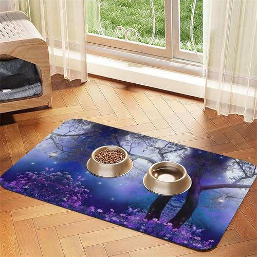 Futternapf-Matten mit Blumen- und Schmetterlingsbaum-Motiv, rutschfeste und geschmacksneutrale Futtermatten für Hunde und Katzen von YZHYWJFF