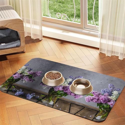 Futternapf-Matten mit lila Blumen, rutschfeste und geschmacksneutrale Futtermatten für Hunde und Katzen Futternapf-Matten mit lila Blumen, rutschfeste und geschmacksneutrale Futtermatten für Hunde und Katzen von YZHYWJFF