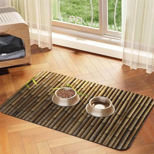 Spring Bamboo bedruckte Futternapf-Matten, rutschfeste und geschmacksneutrale Futtermatten für Hunde und Katzen von YZHYWJFF