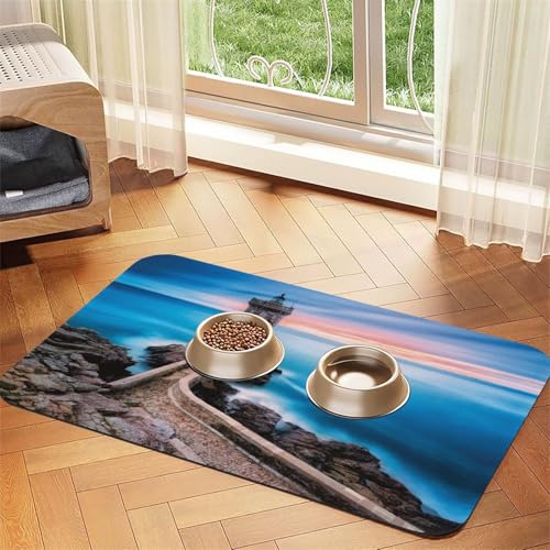 Strand-Leuchtturm-bedruckte Futternapf-Matten, rutschfeste und geschmacksneutrale Futtermatten für Hunde und Katzen Strand-Leuchtturm-bedruckte Futternapf-Matten, rutschfeste und geschmacksneutrale Futtermatten für Hunde und Katzen von YZHYWJFF