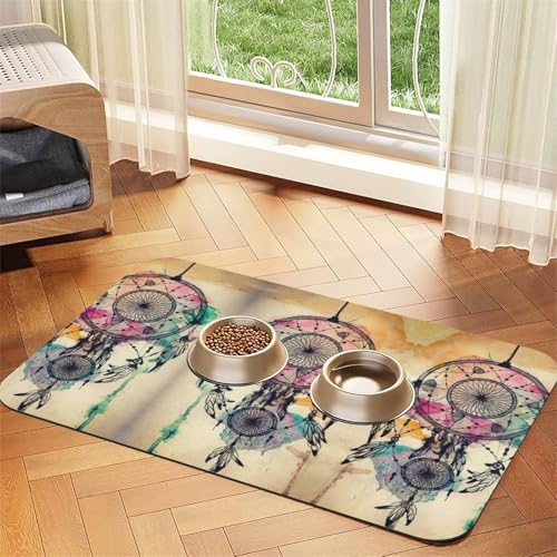 Traumfänger-Kunstdruck Futternapf-Matten, rutschfeste und geschmacksneutrale Futtermatten für Hunde und Katzen Traumfänger-Kunstdruck Futternapf-Matten, rutschfeste und geschmacksneutrale Futtermatten für Hunde und Katzen von YZHYWJFF