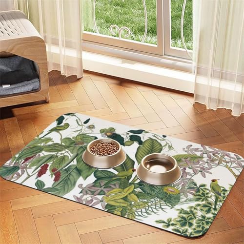 Tropische Blume Blatt Papagei gedruckt Haustier Napf Matten rutschfeste und geschmacklose Hund und Katze Fütterungsmatten von YZHYWJFF