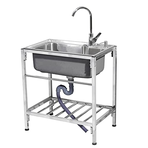 Edelstahl Spülbecken Küche Waschbecken Ausgussbecken mit Ständer freistehende kommerzielle Restaurant Utility Waschstation Handbecken Set mit heißem kaltem Wasserhahn für Wäscherei Outdoor ( Color : S Edelstahl Spülbecken Küche Waschbecken Ausgussbecken mit Ständer freistehende kommerzielle Restaurant Utility Waschstation Handbecken Set mit heißem kaltem Wasserhahn für Wäscherei Outdoor ( Color : S von YZJJ