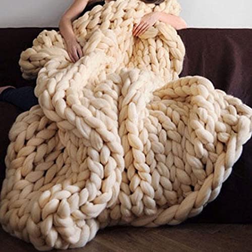 Grobstrick gewichtete Kuscheldecke Decke werfen 100 % handgemachte gestrickte, weiche gestrickte Garndecke groß – dicke, sperrige Häkeldecke für Ihr Bett, Sofa, Wohnzimmer,Schlafzimmer oder Wohnkultur von YZJJ