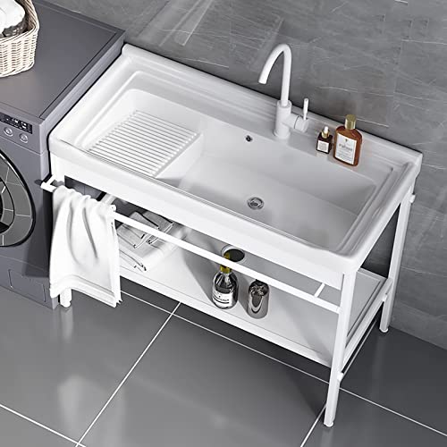 Home Spülbecken Edelstahl Waschbecken Ausgussbecken küche, freistehende Edelstahl -Spülstation mit Wasserhahn, Utility Outdoor Waschen, Hochleistungswaschbecken für Wäschegarten ( Size : 100*48*81.5cm Home Spülbecken Edelstahl Waschbecken Ausgussbecken küche, freistehende Edelstahl -Spülstation mit Wasserhahn, Utility Outdoor Waschen, Hochleistungswaschbecken für Wäschegarten ( Size : 100*48*81.5cm von YZJJ