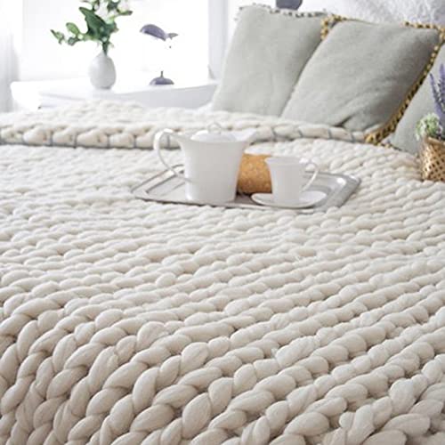 YZJJ Grob Gestrickte Kuscheldecke Decke Wolle sperrig handgestrickt werfen weiche Sofadecke Haustierbett, Merino Wolldecken weiches gemütliches Polyester, Dicker geflochtener Knoten von YZJJ