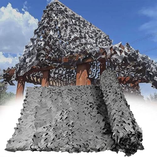 210D Tarnnetz, Camping-Grau-Camouflage Netz 3x4m, Isolierend Sonnengeschützt, für Jagdschießen, militärische Aktivitäten, Partydekoration, Gartensonnenschutz von YZJL
