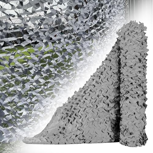 Tarnnetz Grau 210D 7X9m Großrolle Camouflage Netz Tarnung Net Sonnenschutznetze für Camping Mottoparty-Dekoration Autoabdeckung Outdoor Sichtschutz von YZJL
